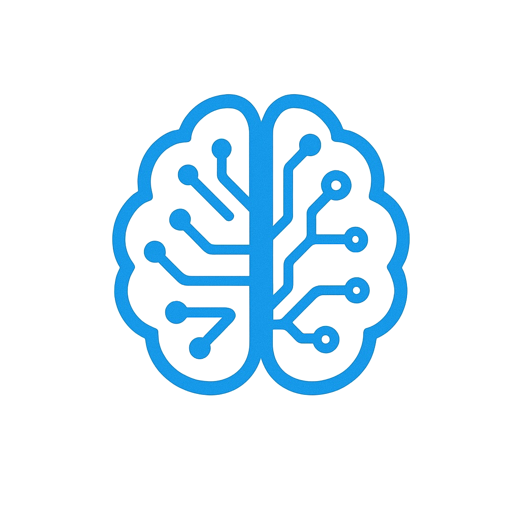 Blue circuit brain icon